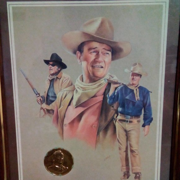 Framed Official John Wayne Authorized Medallion - Picture 2 of 8